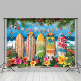 Aperturee - Aperturee Hawaiian Beach Surfboard Flag Summer Vibe Backdrop